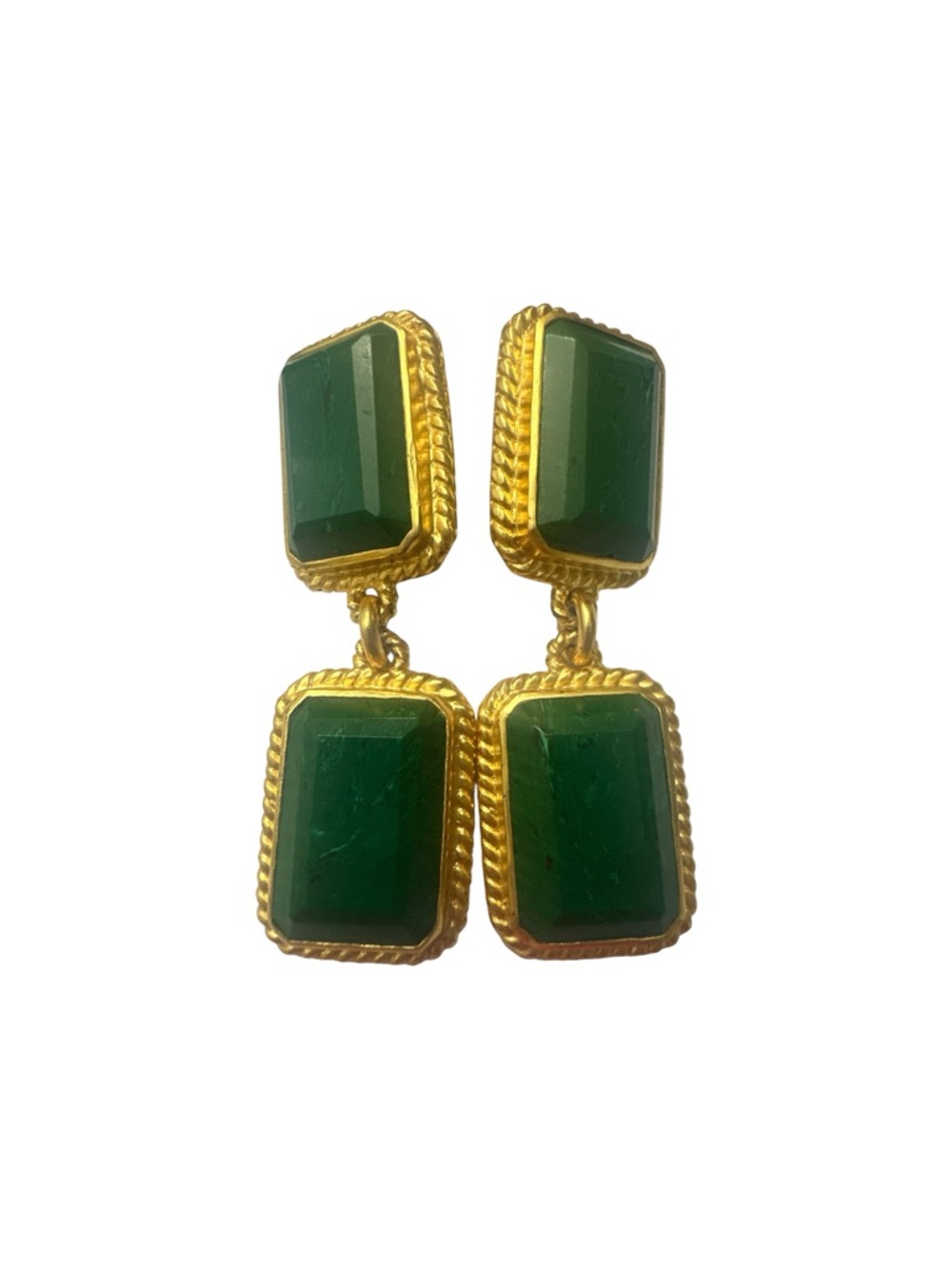 VALÉRE Gold-Tone Drop Earrings with Green malachite